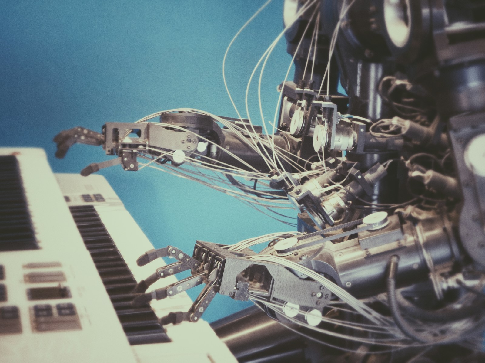 AI robot playing piano