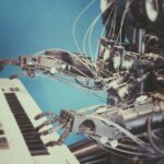 AI robot playing piano