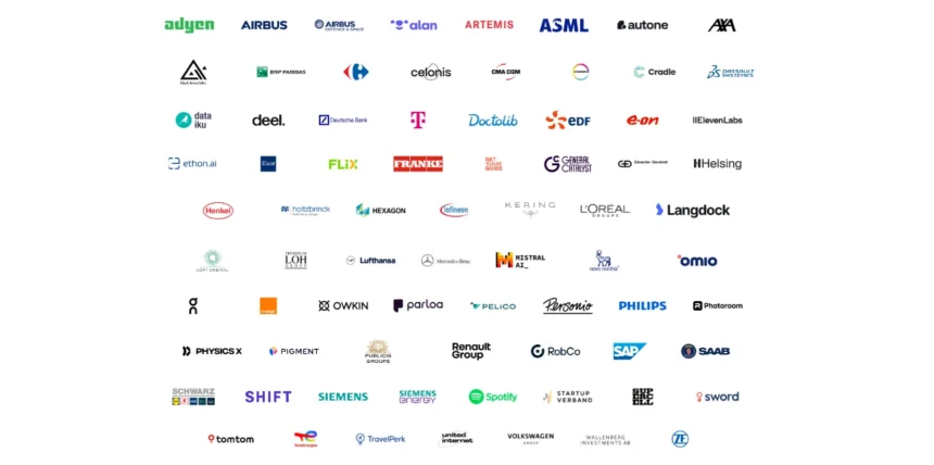Fotografija logotipa kompanija koje su se udruzile u evropsku inicijativu da preuzmu globalno liderstvo u umjetnoj inteligenciji (AI)