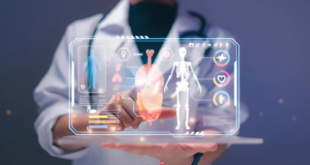 Illustration - Doctor Checking DNA and using AI in healthcare