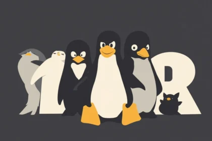 Pingvini koji opisuju linux operativni sistem i rust programski jezik