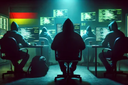 Fotografija koja opisuje organizovani cyber kriminal sa zastavom Republike Njemačke