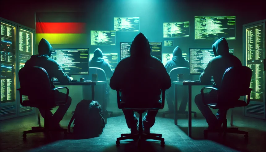 Fotografija koja opisuje organizovani cyber kriminal sa zastavom Republike Njemačke