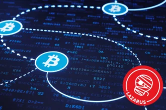 Ilustracija - Logo lazarus grupe unutar transkacija na blockchainu