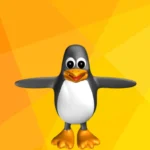 Ilustracija linux logotipa na zutoj pozadini